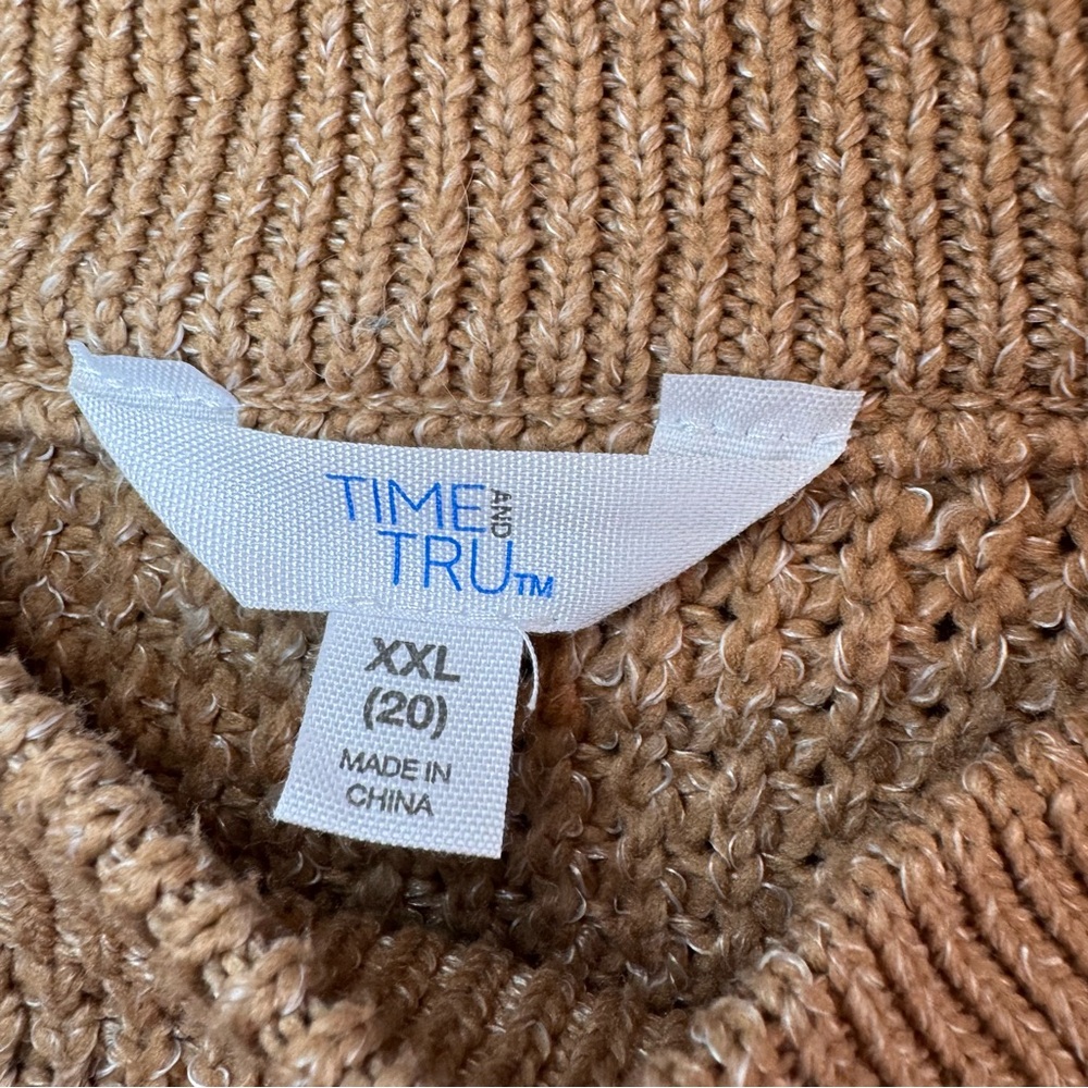 Time and Tru brown Crewneck Sweater size XXL waffle pattern - Picture 2 of 7